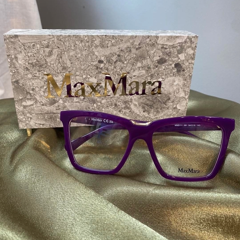 MaxMara Purple Prescription Rx Square Designer Frames Women's Glasses